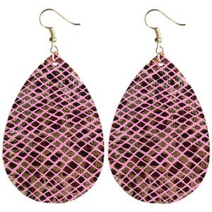 Cheetah Snakeskin Weave Dangle Earrings